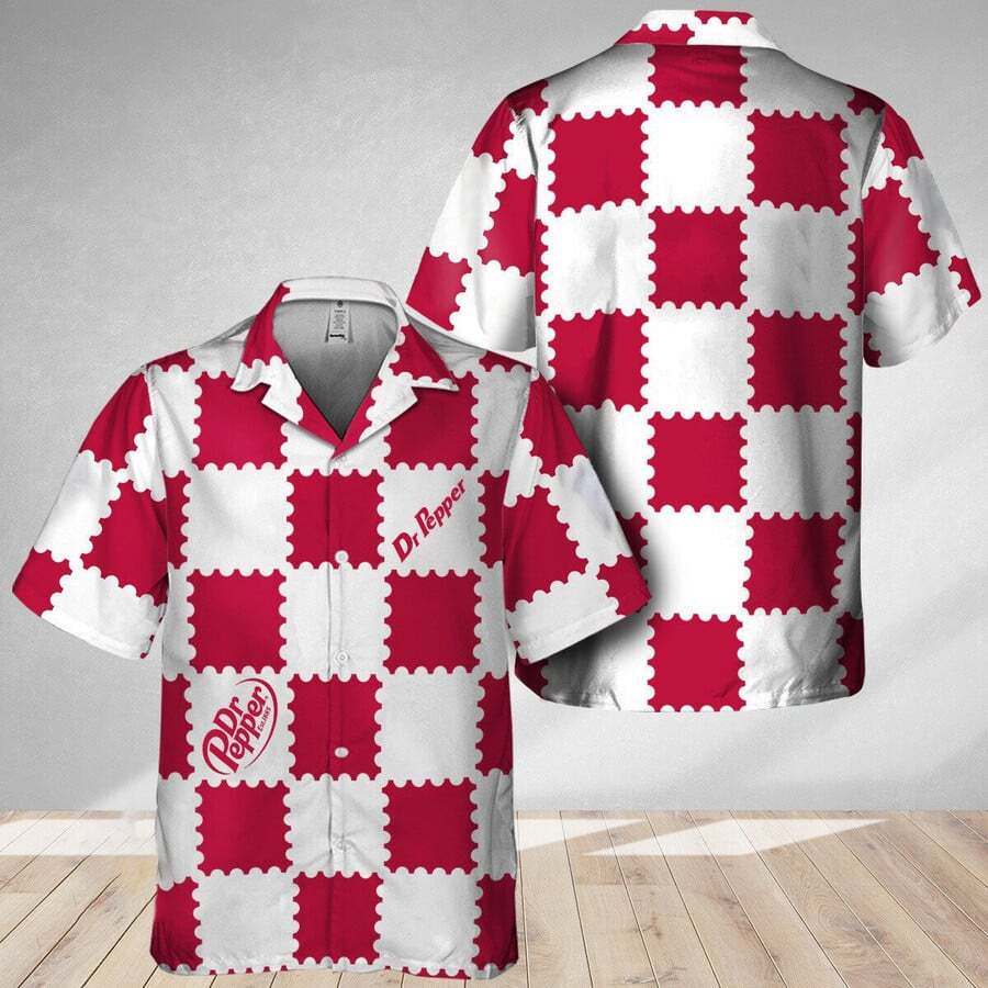 Trendy Gingham Dr Pepper Hawaiian Shirt Gift For Beer Drinkers