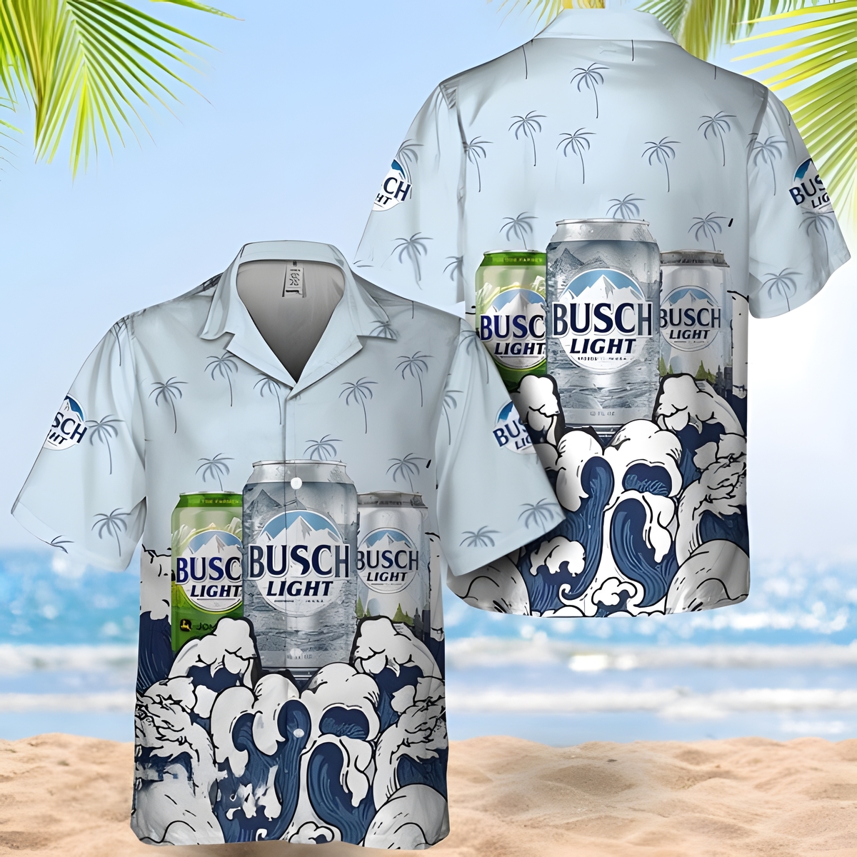 Summer Waves Busch Light Hawaiian Shirt Beer Gift For Beach Trip