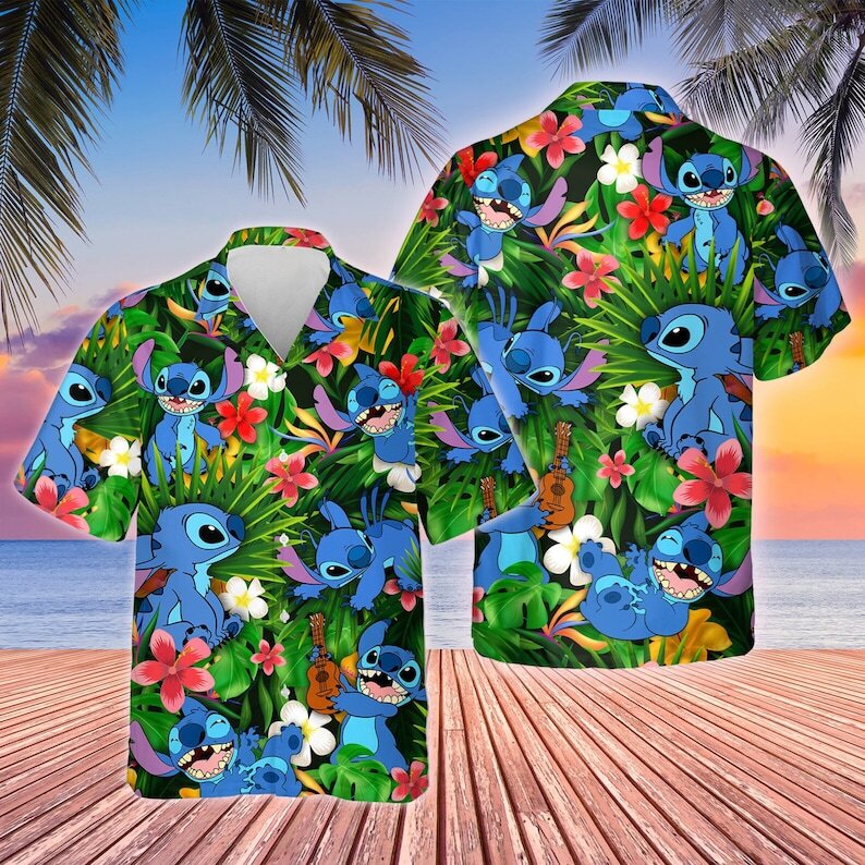 Disney Stitch Hawaiian Shirt Tropical Pattern Beach Gift For Friend