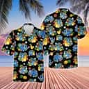 Disney Stitch Hawaiian Shirt Pineapple Pattern Black Aloha