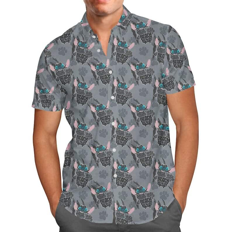 Disney Stitch Hawaiian Shirt Black Panther