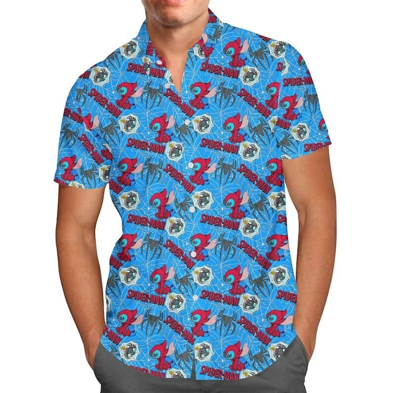 Disney Spiderman Stitch Hawaiian Shirt Summer Gift For Beach Lovers