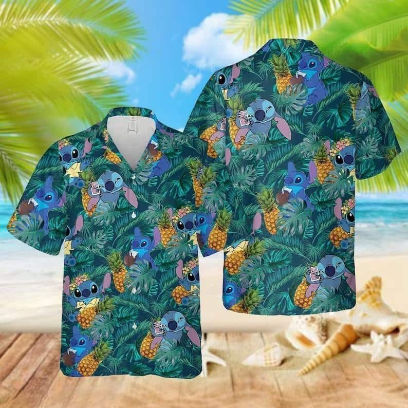 Disney Stitch Hawaiian Shirt Tropical Pattern Practical Beach Gift