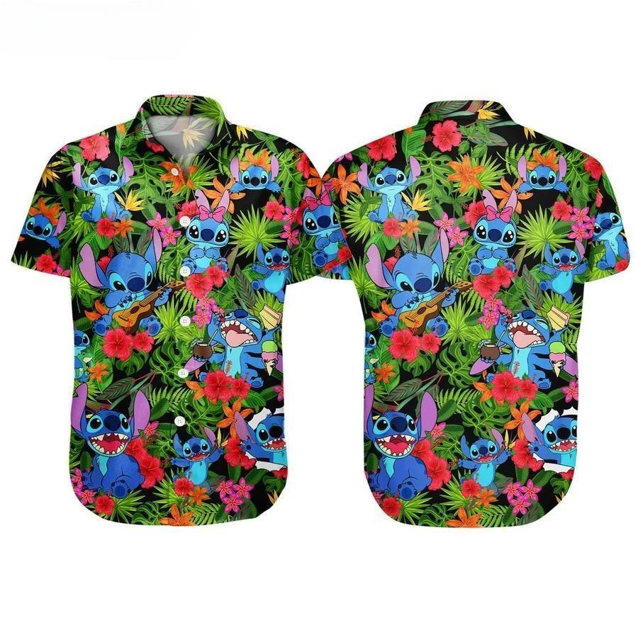 Disney Lilo And Stitch Hawaiian Shirt Tropical Flower Pattern All Over Print