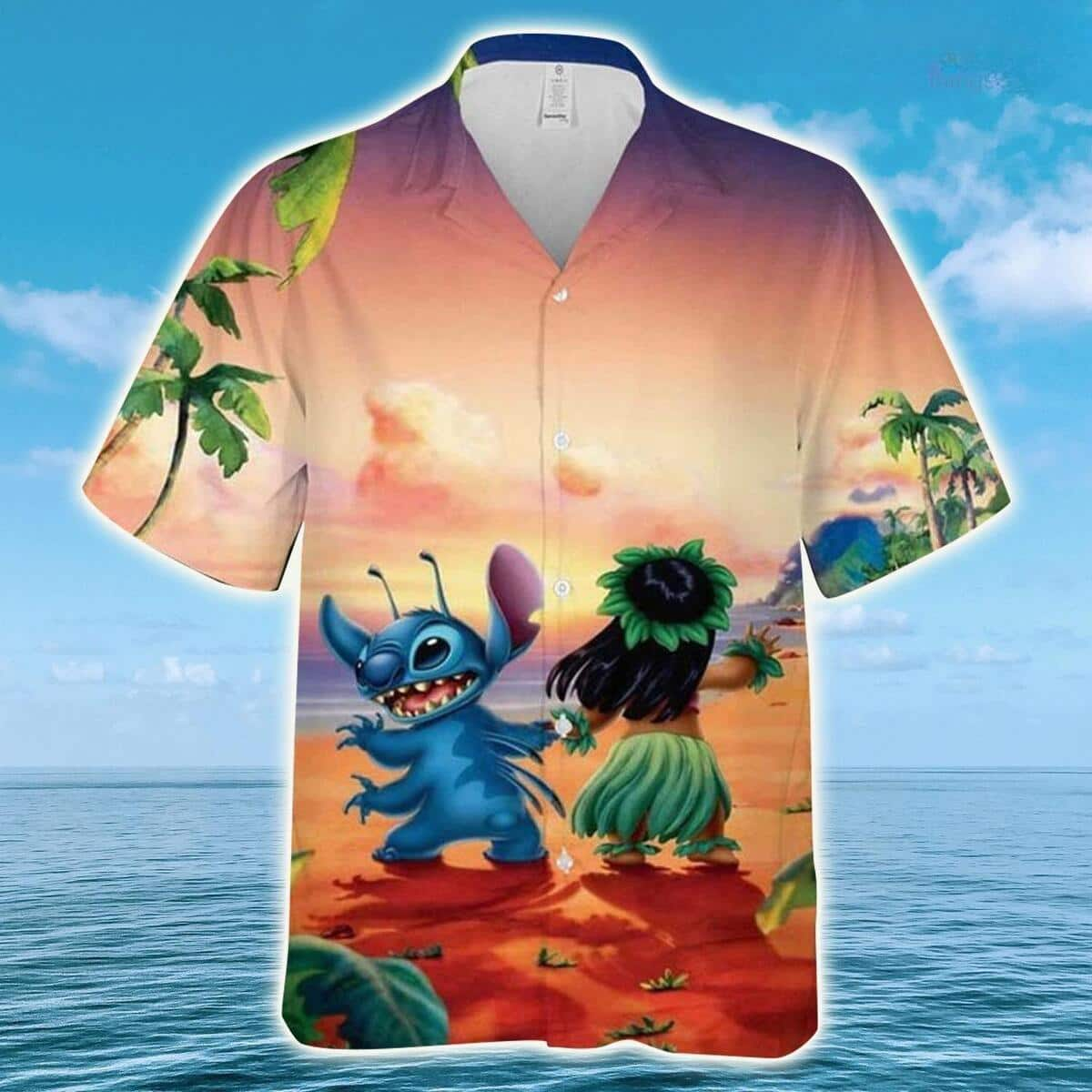 Disney Lilo And Stitch Hawaiian Shirt Sunset Pattern All Over Print