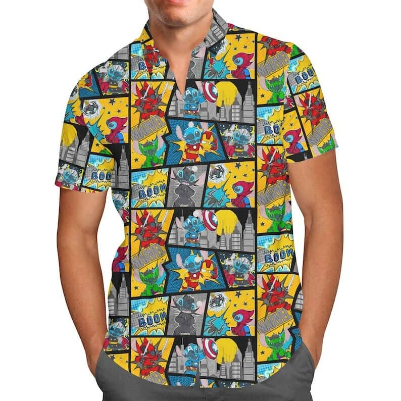 Superhero Stitch Hawaiian Shirt Comic Book Disney Lovers Gift