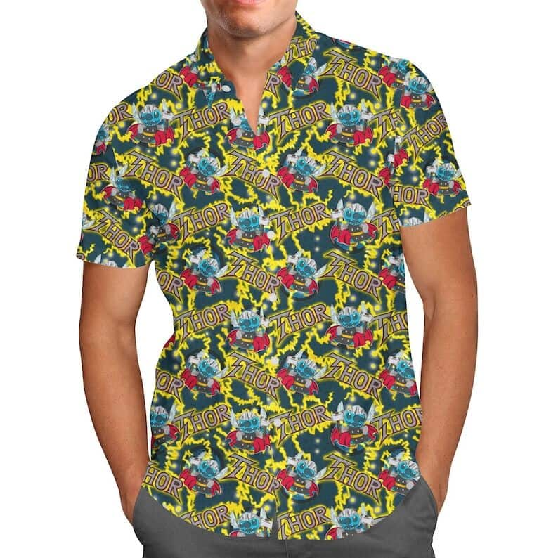 Thor Superhero Stitch Hawaiian Shirt Gift For Disney Lovers