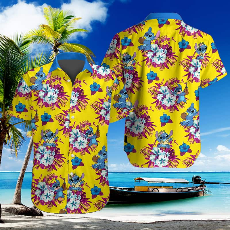 Disney Stitch Hawaiian Shirt Tropical Flower Pattern Best Beach Gift