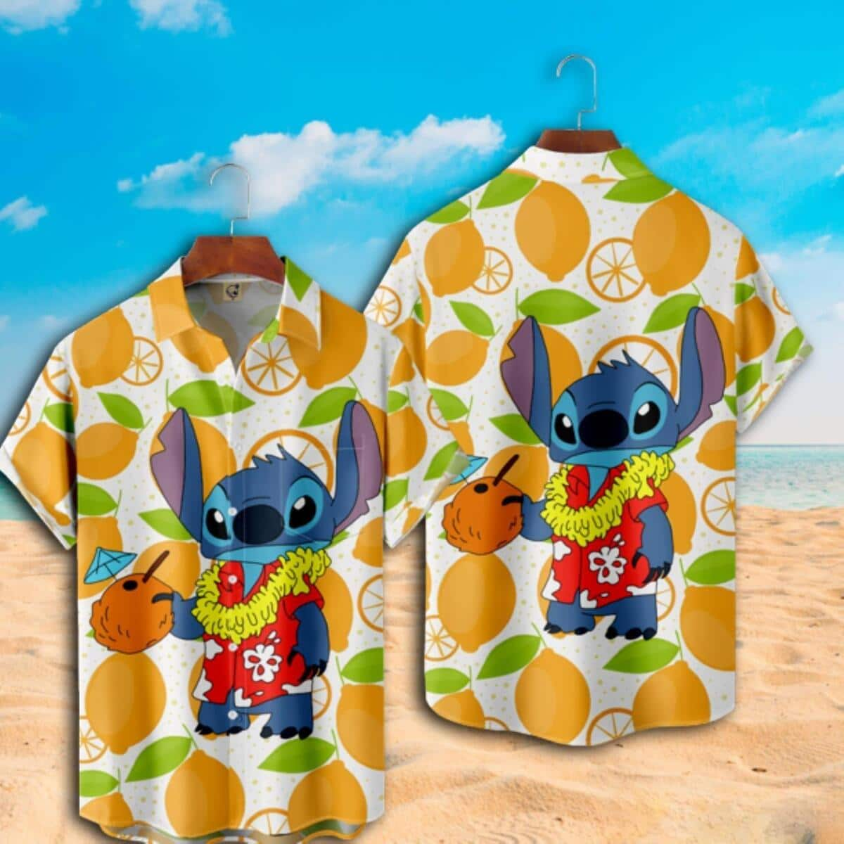 Lilo And Stitch Hawaiian Shirt Orange Pattern Summer Gift For Beach Trip